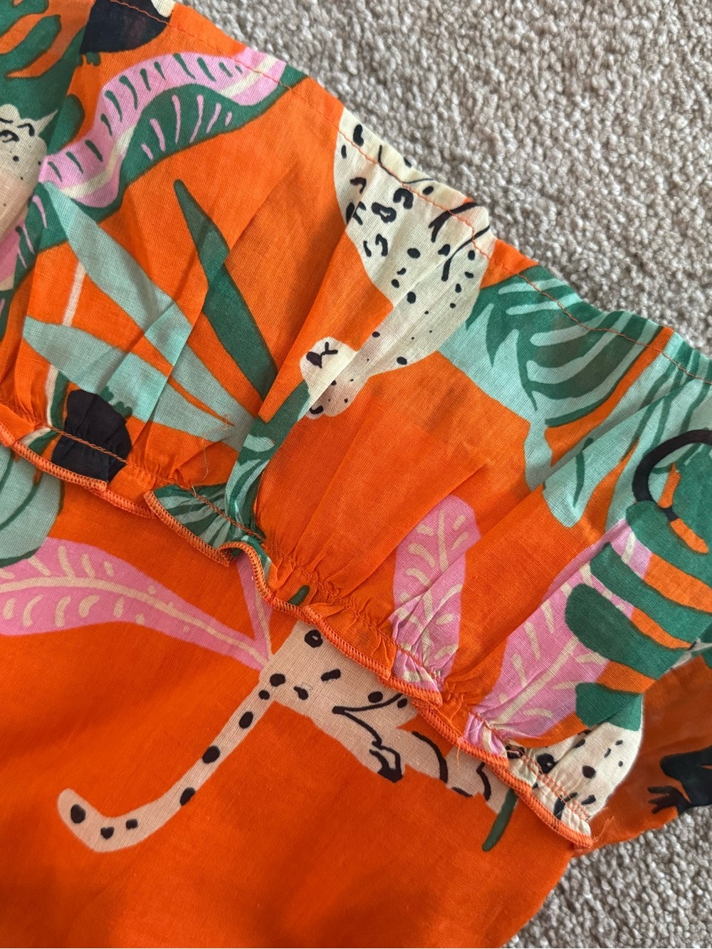 New Bright Orange Tropical Print Women's Skirt - Picture 4 of 6